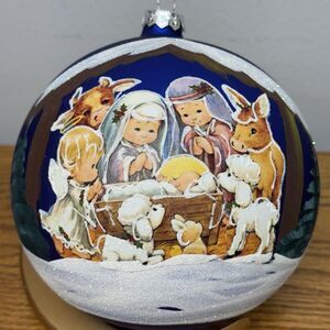 Vitbis Child Nativity Jumbo 5” Glass Christmas Ornament Extra Large POLAND MADE
